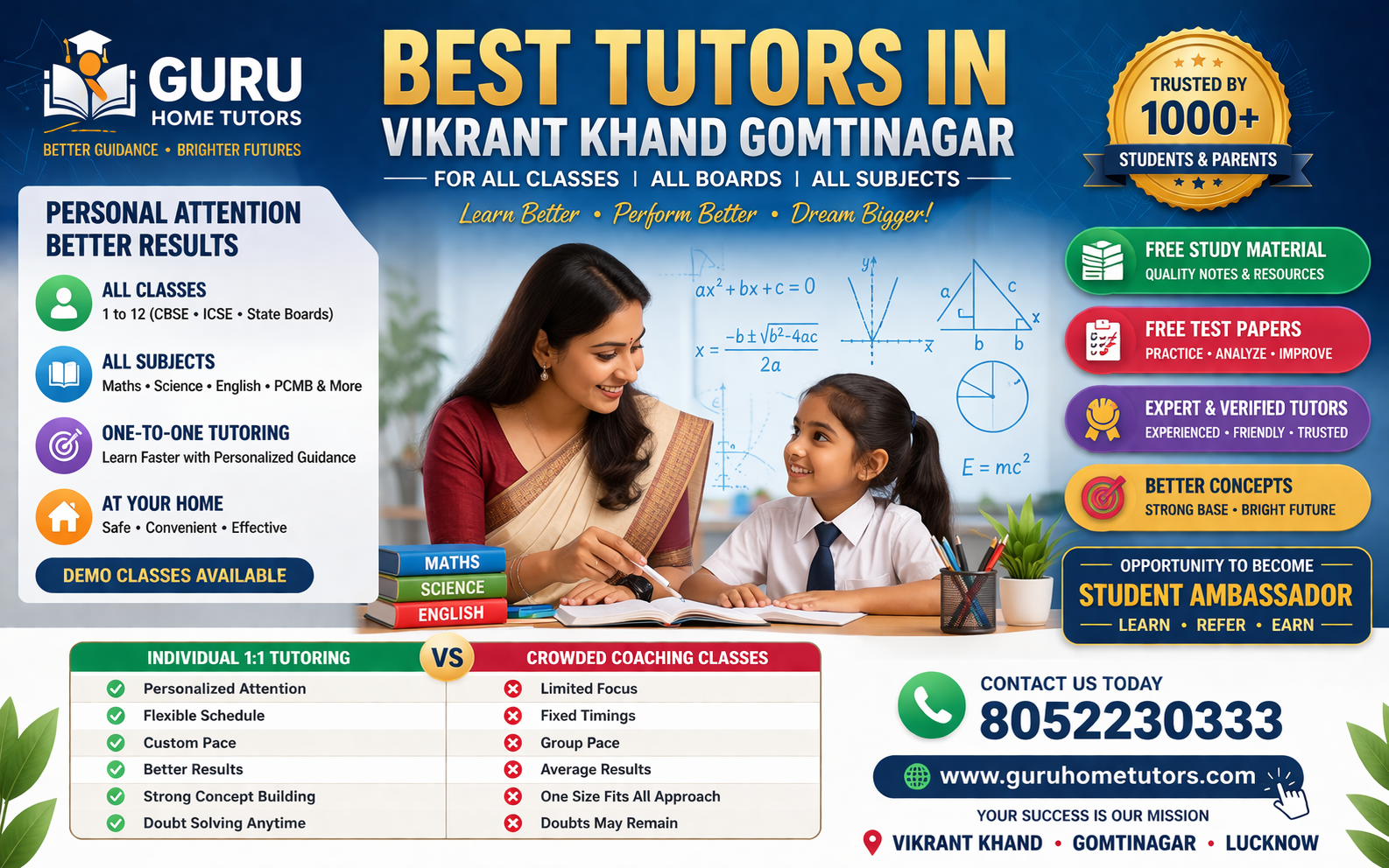 Best Tutor in Vikrantkhand for All Classes, Boards & Subjects