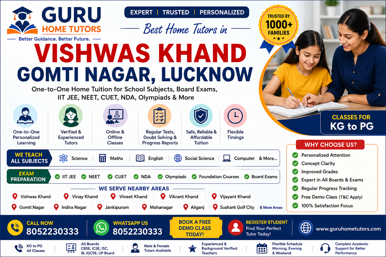 Best Home Tutors in Vishwas Khand Gomti Nagar Lucknow for CBSE, ICSE, ISC, IB, IGCSE & UP Board