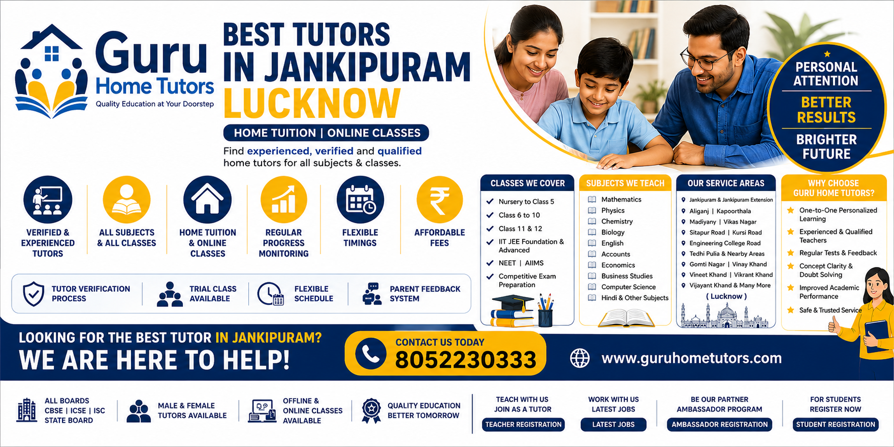 Best Tutors in Jankipuram Lucknow for Home Tuition & Online Classes